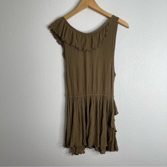 Free People Float Away Ruffle Tank Top Olive Green Size Medium - Picture 5 of 5